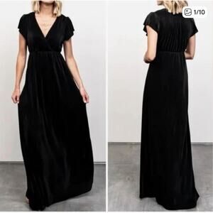 BALTIC BORN Athena empire waist ribbed maxi bridesmaid wedding guest dress M